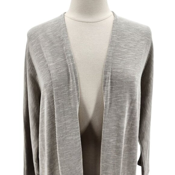 NWT Donni. Striped Gray Ivory Duster Cardigan Womens One Size - Picture 2 of 11